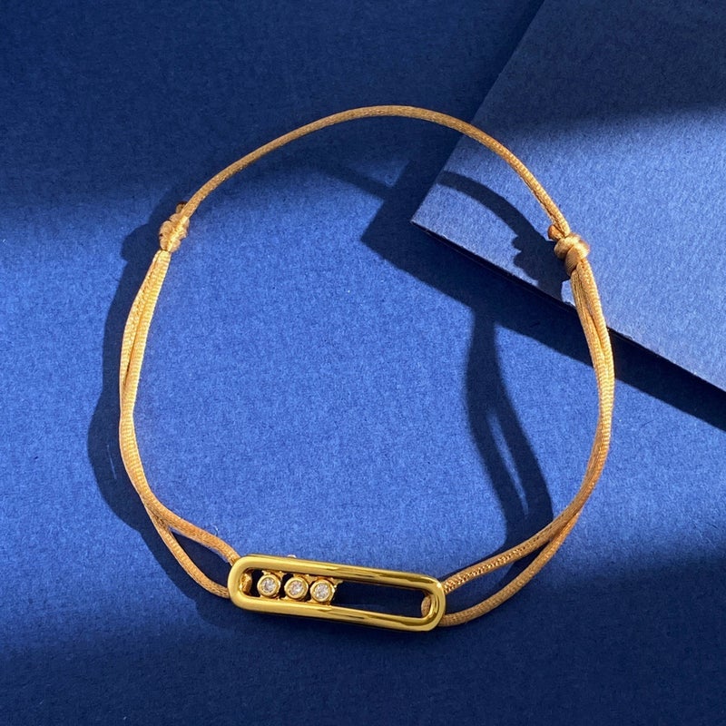 Korean Style Fashionable Glossy Oval Smart 3 Sliding Diamond Hand-Woven Hand Rope Rope Bracelet For Men And Women - Image 1